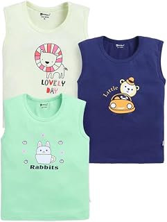 MOON KIDS Boys & Girls Vest (Multicolor, Pack of 3) | You May Receive Any Colour or Print| Price In India
