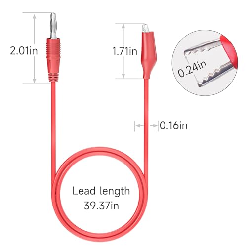 Image of 2PCS 4mm Banana Plug to Alligator Clip Test Leads (100cm /3.3ft) | Premium Copper Jumper Wires with Soft Flexible Cable for Multimeter & Electrical Testing