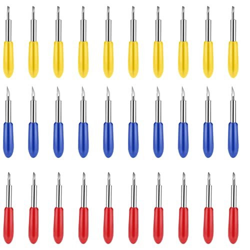 30PCS Replacement Blades for Cricut Maker Plotter Blades Cutting Blades for Explore Air/Maker/Expression 10PCS 30 Fine Point Blades 10PCS 45 Standard Blades and 10PCS 60 Deep Cut Blade