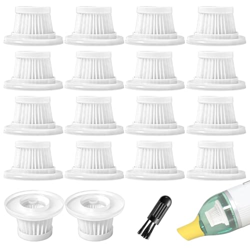 Image of 18 Pcs HEPA Vacuum Filters Compatible with Compact Cordless Vacuum Cleaner as Seen on TV, Washable Reusable Filters with Cleaning Brush (White)