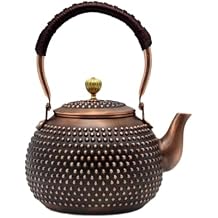 YJX 47.3oz Elegant Japanese Style Copper Tea Kettle For Stovetop Safe, Non-Coating Pure Copper Teapot with Stainless Steel Tea Ball For Loose Tea, Solid Tea Pot For 2-4 Cups 1400ml