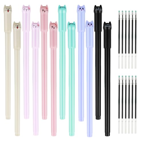 Mabor 12 bolígrafos de gel de gato para escribir, bolígrafos de gel Kawaii para...