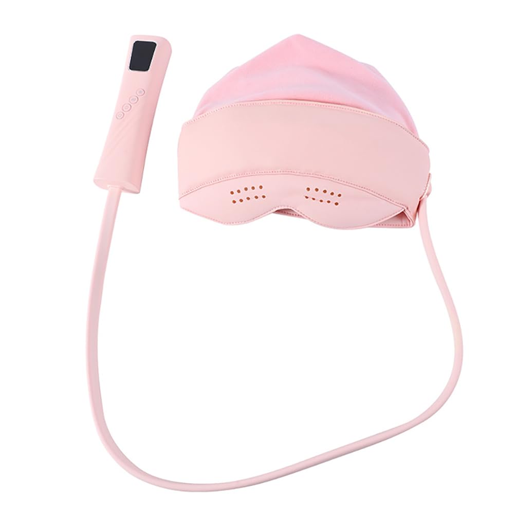 Casque de massage tête et yeux rose rechargeable avec compresse chaude - 8