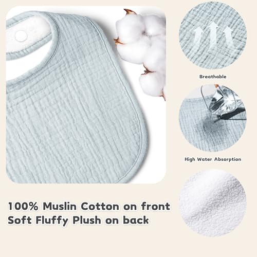 Image of Susurration Muslin Baby Drool Bibs 10Pack Soft Square Adjustable Bandana Bibs for Unisex Baby Girls & Boys