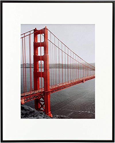 Frametory, 11x14 Inch Matte Black Aluminum Metal Picture Frame and Real Glass