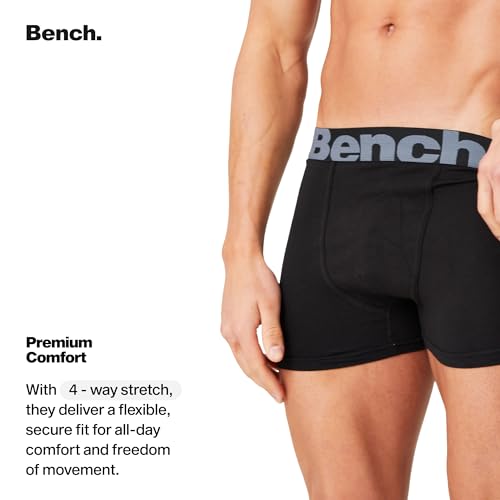 Bench Men's Suttonia Boxer Short Multipack, Black, Elasticated Logo Waistband, 7 Pack, Super Soft, Premium Cotton Blend, Comfortable Men's Underwear, Small - Image 2