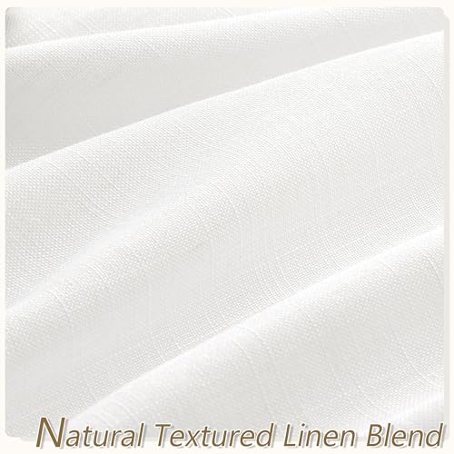 Size 52x96 Color White Soft White Semi Sheer Textured Linen Curtains 96 Inches Length Long, 2 Panels Set for Bedroom Dining Living Room,Back Tab,Rod Pocket,Clip Rings Light Filtering Window Drapes,W52 x L96