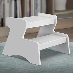 Toddler Step Stool 2 Step Stool for Kids Bathroom White Toddler Step Stool for Toilet Potty Training Child Stepping Stool for Kitchen Bedroom