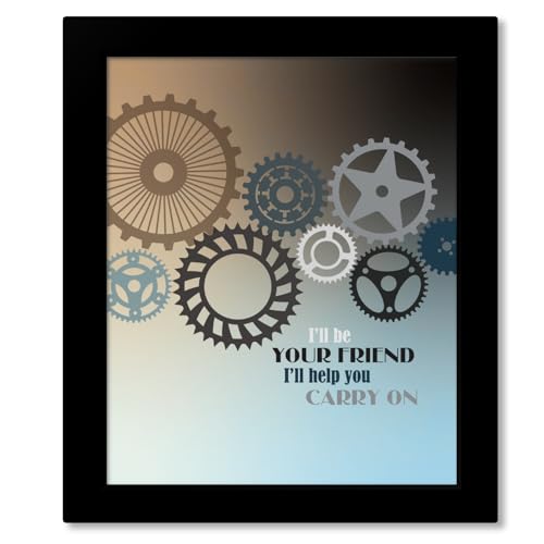 Song Lyrics Art Lean on Me Print - Wall Artwork Decor Gift for Music Enthusiasts Poster Gallery (14" L x 11" W, Print with Frame)