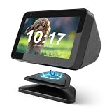 QLoztyse Adjustable Stand for Echo Show 5 3rd Generation - Non Slip Base Compatible Display Smart Magnetic Stand 360 Degree Tilt and Swivel Holder, Black