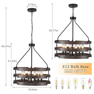 6 light farmhouse chandelier18rustic chandeliers for dining room light fixture imitation wood grain pendant lighting over table modern industrial hanging chandelier for kitchen island foyer bedroom  urban country home decor