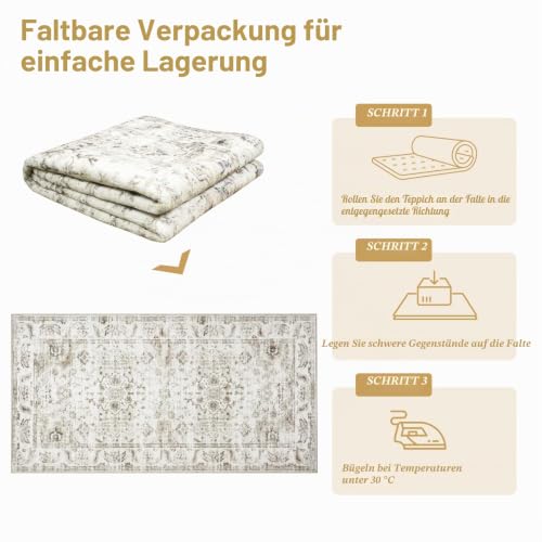 Homcomodar Boho Läufer Teppich für Flur 80x150cm Waschbare Küchen Läufer Teppiche für Flur Wohnzimmer Eingang – Ansicht 6
