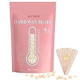 Painless Hard Wax Beads for Full Body Hair Removal, 1.1lb/17.6oz - Sensitive Skin, Bikini, Brazilian, Armpit, Home Waxing Kit for Women and Men with 20 Sticks (Cream)