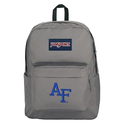 Image of JanSport NCAA Officially Licensed Backpack, Air Force Falcons, Superbreak Plus with Padded 15'' Laptop Sleeve, Spacious Computer Bag for Men & Women, Durable Daypack with Bottle Pocket, Graphite Grey