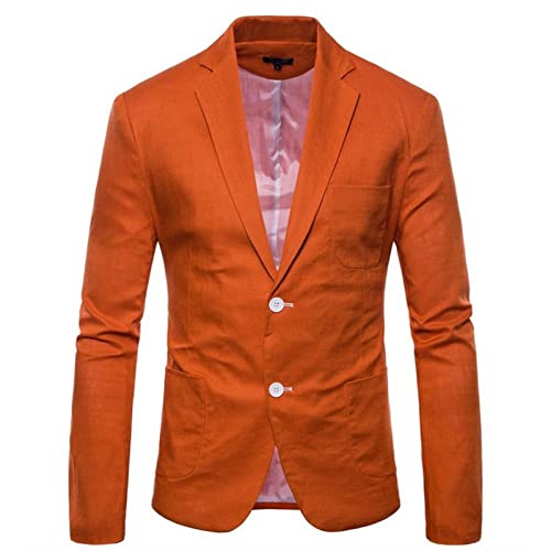 Mode homme de printemps : veste ajustée orange XXL en coton noble et léger