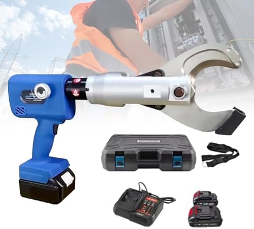 Cordless Hydraulic Cable Cutter Tool, Electric with 2 Rechargeable Batteries, Cuts Cu/Al Wire Up to 65mm, Heavy-Duty, Portable Cable Cutting Solution