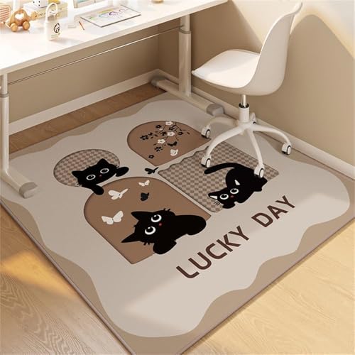 �^�C���p�ی�}�b�g �I�t�B�X�`�F�A�p�̑��p�r�ی�}�b�g�A�J�[�y�b�g�ƌ��ؒ���̏��̗����ɓK���Ă��܂�(Black Cat,60x60cm)