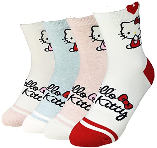 World Look Worldlook Women's Hello Kitty Cute Cartoon Cat Socks Cotton Blend (Crew Hearts Kitty) 8.5 #TOP1