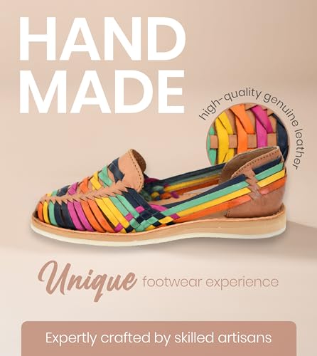 Image of Macarena Collection Womens Shoes Leather Sandal Flat for Women | Huarache Handmade Mexican Sandals | Comfortable & Stylish Womens Sandals 3050