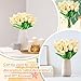 Jexine 100 Pcs Artificial Real Touch Tulips Fake Artificial Tulip Flower Bulk Bouquet with Stem for Table Centerpieces Wedding Bridal Easter Mother's Day Garden Home Decor, 13.4''(Light Champagne)