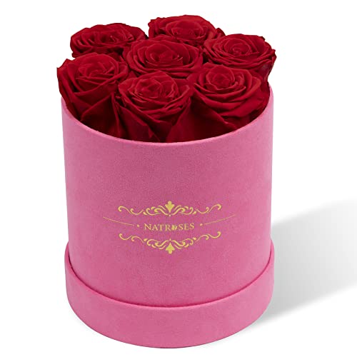 Natroses Preserved Roses In A Round Box, 100% Real Roses That Last Up To 3 Years, Flowers For Delivery Prime, Valentines Day Rose For Her, Mothers Day Roses, Anniversary (Red) #TOP28