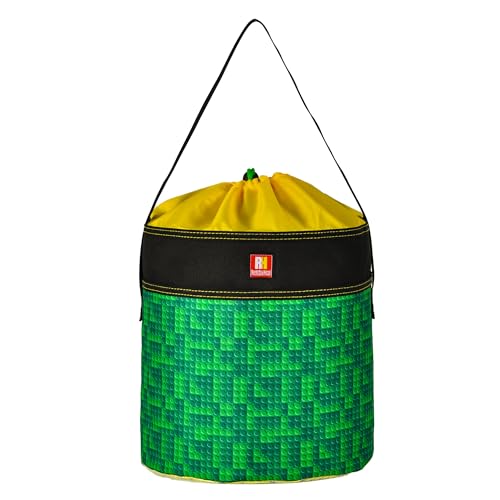 Remobia Hicol Toy Storage Organizer Basket Bag with Drawstring for Buliding Bricks, Blockets,Puzzles,Lego,Playroom Cinch Bucket Carrying Bag with Handle (Green)