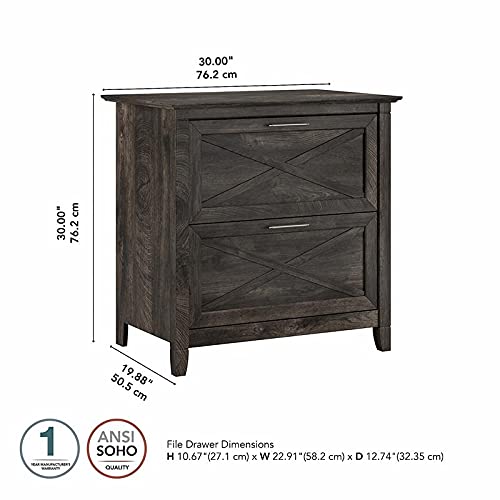 Bush Furniture Key West 2 Drawer Lateral File Cabinet, Dark Gray Hickory #TOP2