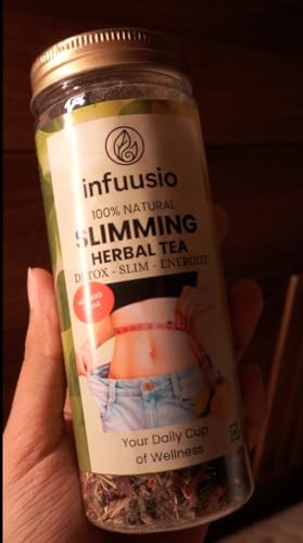 Image of Infuusio Slimming Herbal Tea, 50g, Green Tea Blend with Garcinia Cambogia, Senna, Amla, Lemongrass, Rose, Hibiscus for Weight Management, Metabolism Support (Pack of 2)