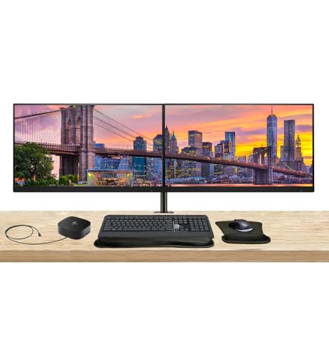 Image of HP Series 5 Pro 24-inch 524pf FHD 1080p LCD Monitor 2-Pack Bundled with Desk Mount Dual Stand, USB-C Multiport G5 Dock, MK540 Wireless Keyboard & Mouse, Gel Mouse & Wrist Pad