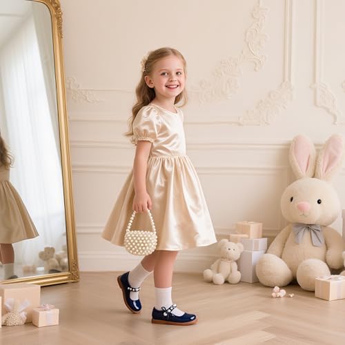 Image of GINFIVE Toddler Girls Dress Shoes Little Kids Flats School Mary Janes Shoes