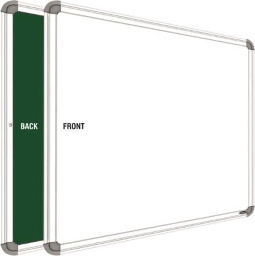 Image of Non-Magnetic 1.5X2 Feet Double Sided White Board & Chalkboard Both Side Writing Boards, One Side Whiteboard Marker & Back Side Chalkboard Surface - Pack of 1 Piece