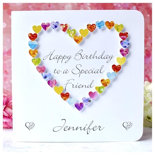 Personalised Birthday Card for Special Friend, Handmade Colo