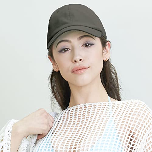 The Hat Depot Unisex Blank Washed Low Profile Cotton And Denim Baseball Cap Hat (Olive) #TOP1