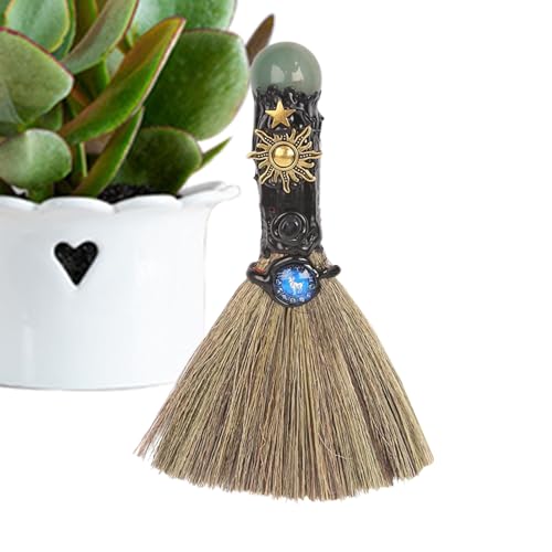 Escoba de bruja - Mango de escoba de cristal curativo natural | Objeto decorativo para escritorio, decoración del hogar para salón, restaurante, yoga, cuarto de baño, apartamento, habitación de