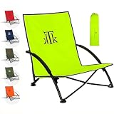 kTk KONTIKI Silla Playa Plegable Premium Ligera 2,7 kg con Bolsa | Diseño Elegante y Exclusivo | Silla Ligera para Jardín, Piscina y Exterior | Amarillo Flúor | Confort y Estilo