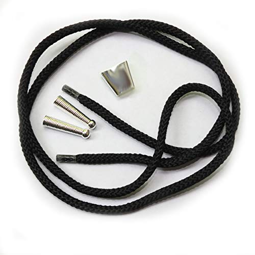 Blank Bolo Tie Parts Kit Sterling Silver Plated Standard Slide Black Cord DIY One set
