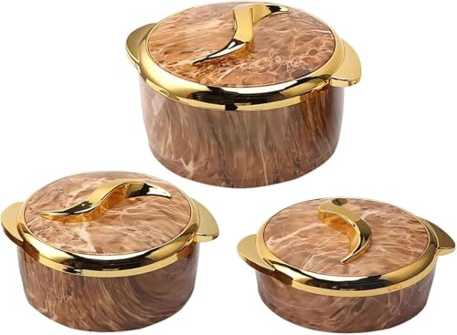 Lot de 3 plats de service isothermes avec couvercles 1,5 l, 2 l et 2,5 l pour fêtes et repas en famille