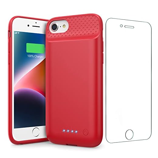 QTshine Battery Case for iPhone 8/7/6s/6/SE (2022/2020),[2025 Upgraded] 7000mAh Ultra-Slim Portable Extended Charger Cover for iPhone 8/7/6s/6/SE (2022/2020) Charging Case (4.7 Inch)-Red