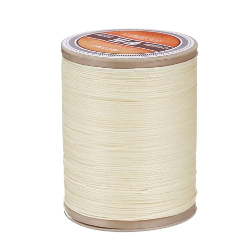 Hilo encerado redondo para coser cuero 220m poliéster beige miniatura 1