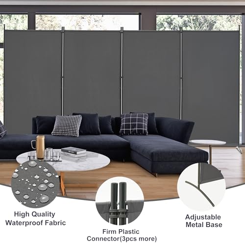 Spurgehom 4 Panel Room Divider Folding Privacy Screen, Freestanding Fabric Partition Portable Room Partition Wall Dividers for Home Office Room Restaurant, 136\" W X 72\" H (Grey)