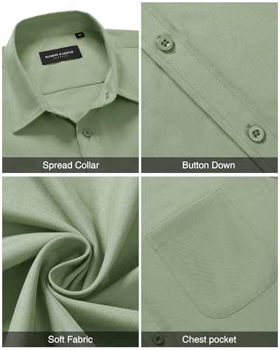 Image of Alimens & Gentle Men's Short Sleeve Dress Shirts Wrinkle Free Untucked Casual Button Down Shirt