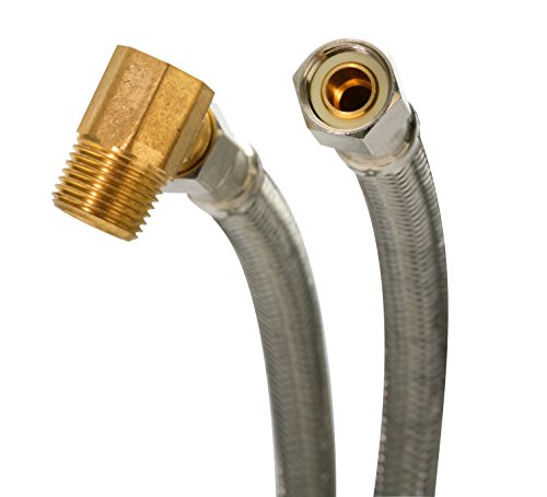 Fluidmaster B6W60 Dishwasher Connector With 3/8-Inch and 3/4-Inch Elbow Fittings, Braided Stainless Steel - 3/8 Female Compression Thread x 3/8 Female Compression Thread, 5 Ft. (60-Inch) Length