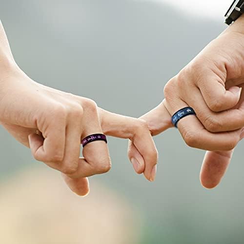 Image of Fashion 2-Tones Her King Ring, Black Blue, Matching Couples Wedding Band Engagement, Lovers Valentines Jewelry Gifts Y1314-2D (size 7)