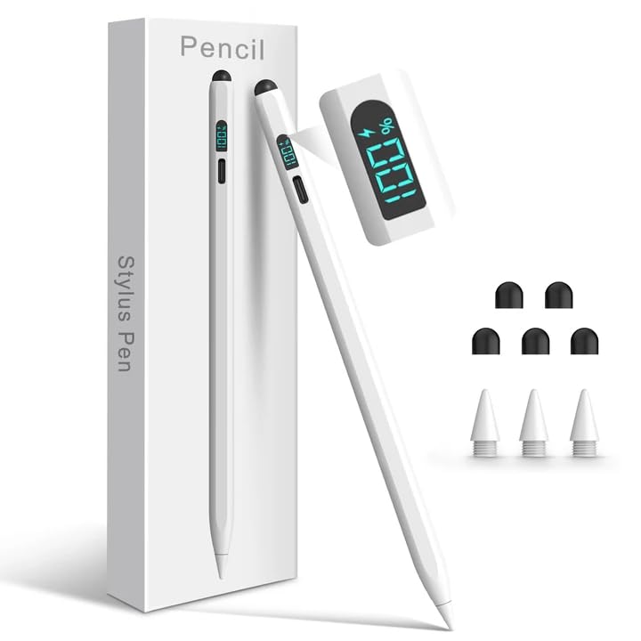 Styluslink 2 in 1 Ipad Stift für Apple, Stylus Pen für Ipad 2025-2018,15 Min. Schnellladung Pencil Pro USB-C Handflächenablehnung/Neigungssensitivität,Kompatibel mit i-pad 6-11, Air3-5/Mini7/6/5,M4
