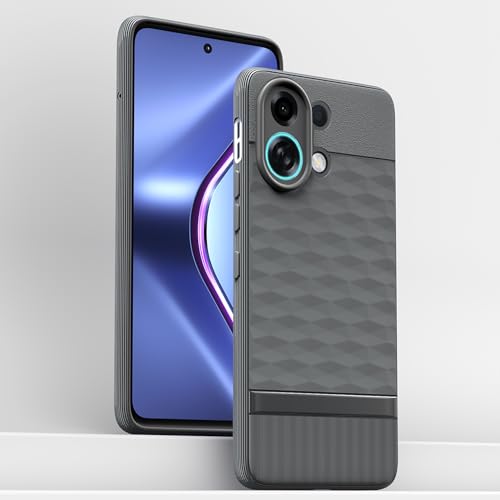 Image of Pikkme Back Cover for Oppo K13 Turbo 5G Camera Protection 3D Hexa Cube Design Silicone Protective Bumper Case (Grey)