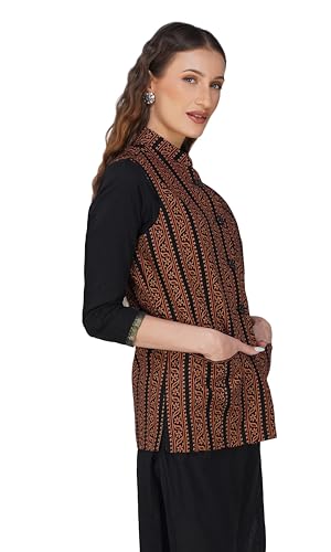 Image of Vastraa Fusion Solid Indian Traditional Ethnic Waistcoat Festive Woolen Nehru Jacket for Women