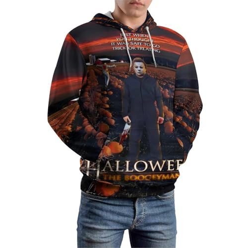 ZHANGXM Men's Long Sleeve 3D Print Hoodie Halloween Michael Myers Spring And Autumn Blouse for Unisex Sweatshirt 5
