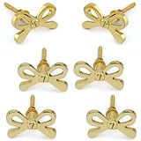 Perilla Home Set of 6 Brass Bow Knobs for Cabinet & Drawers Decorative Bow Knobs for Home Kitchen Cabinet Hardware Cupboard Metal knobs Door Dresser Wardrobe and Drawer Pulls