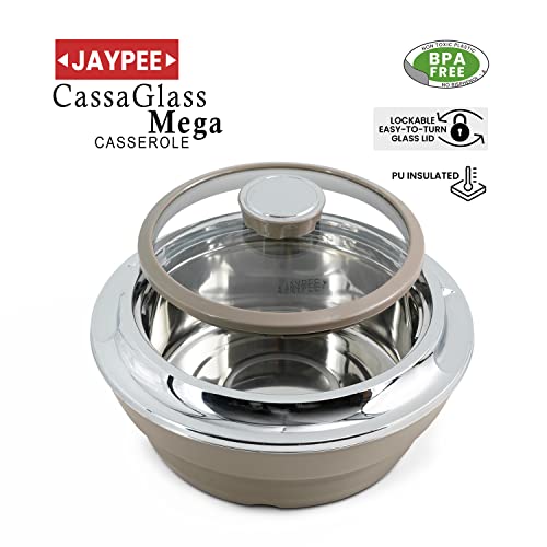 Jaypee Insulated Casserole Dishes | Glass-Lidded Serving Containers | Stainless Steel Inner | Retain Warmth | Thermal Food Storage | Set of 4 (1L, 1.5L, 2L & 3L) by Nyra (Brown) - Image 3