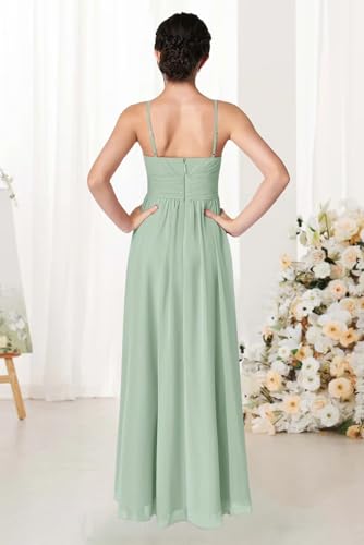 Asymmetrical Junior Bridesmaid Dresses A-Line Ruched Chiffon Flower Girl Dress Spaghetti Straps Formal Party Gown2